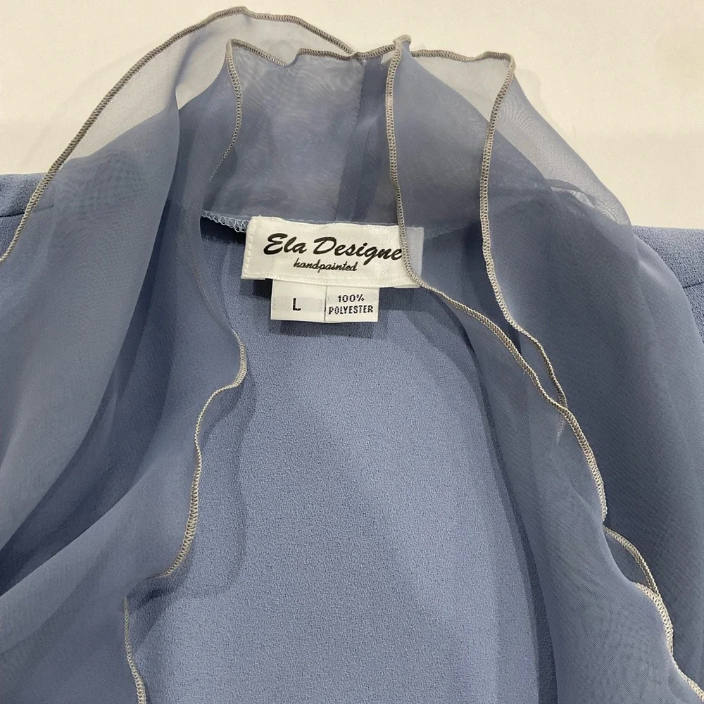 Vintage Ela Designe Elegant Blue Women's Cardigan Jacket - Picture 8 of 8